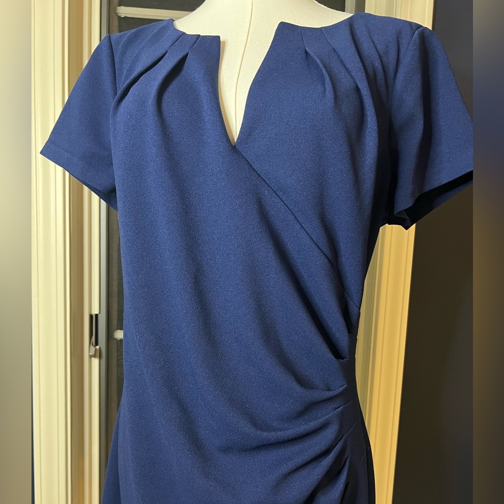 Adrianna Papell Navy Crepe Sheath Dress
